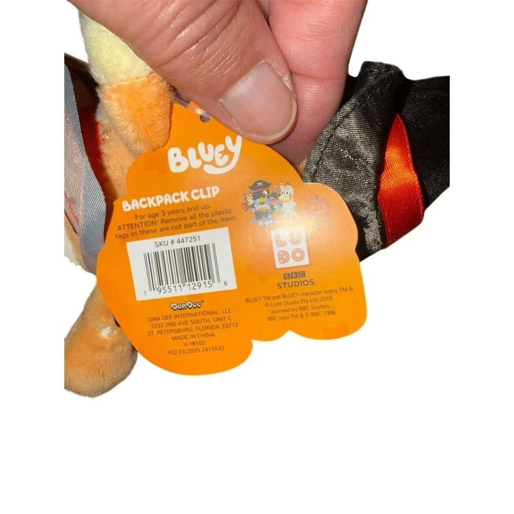 Bluey Bingo Halloween Witch Plush Backpack purse keys Clip Keychain 6in Dan Dee